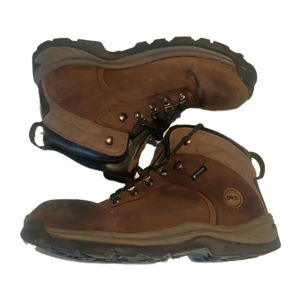 Men's Timberland PRO Flume Mid Waterproof Steel Toe Work Boot Brown A1Q8V Sz-11m